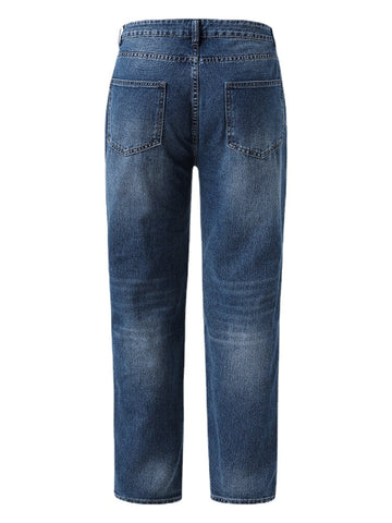 Men Ripped All Matched Long Ankle Length Buttons Jeans