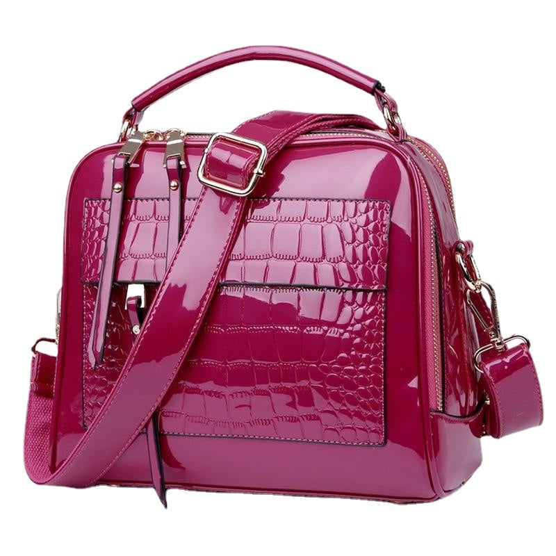 Women Patent Leather Seashell Portable Diagonal Shoulder Messenger Bag