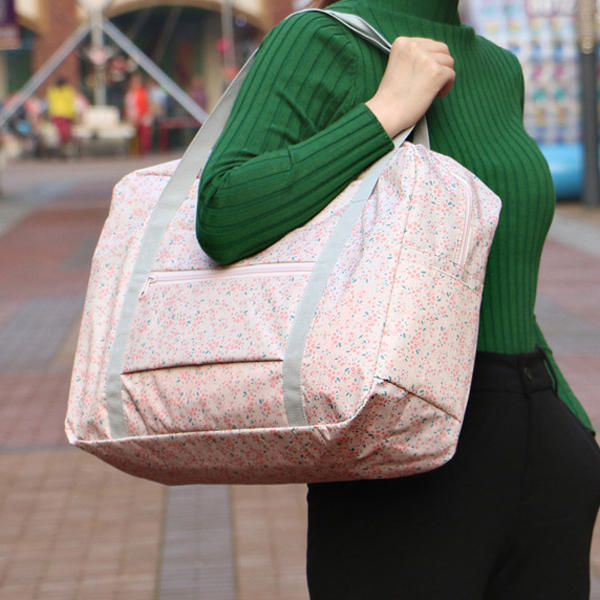 Women Nylon Little Flowers Travel Bag Floral Duffel Bag Luggage Bag Handbag