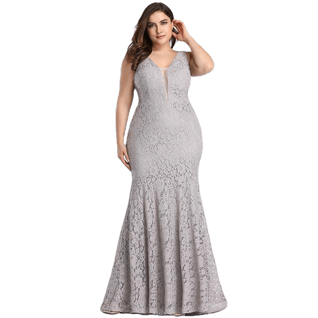 Elegant Mermaid Lace Sleeveless V-Neck Long Party Gowns - Sheseelady