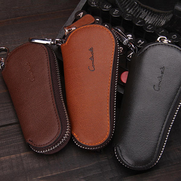 Men Genuine Leather Vintage Outdoor Casual Key Bag