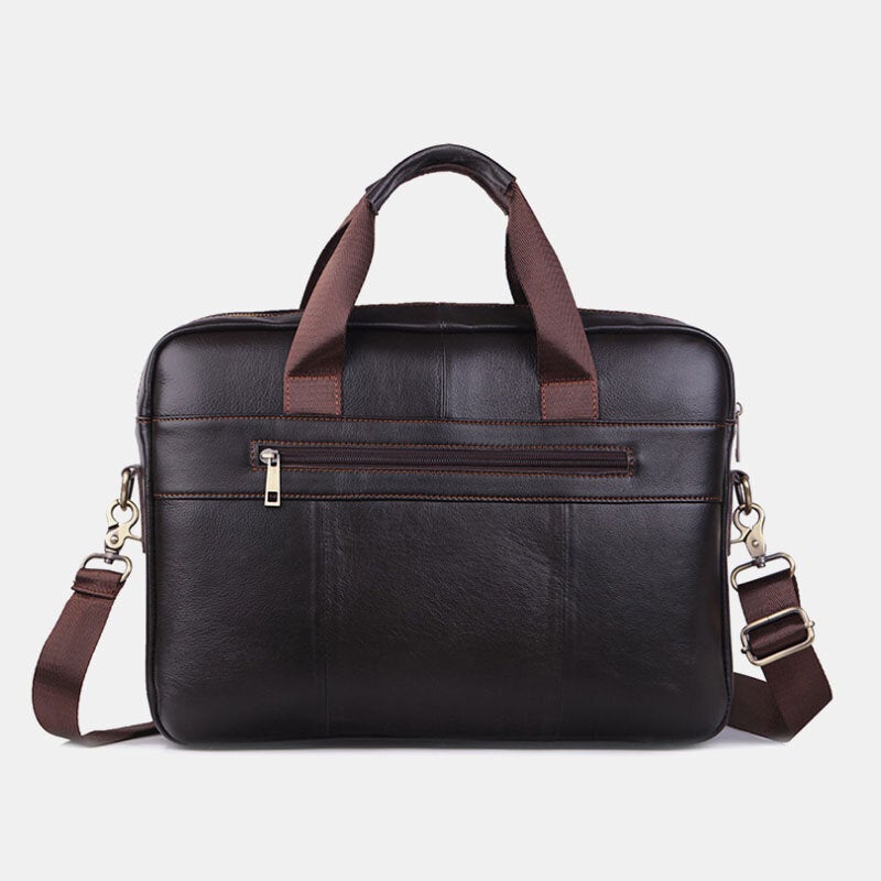 Men Genuine Leather Multi-function Retro Large Capacity Travel Handbag Cross Body Bag