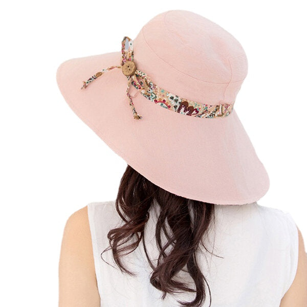 Women Sunscreen Bucket Hat Casual Anti-UV Wide Brim Double Sided Wear Beach Hat