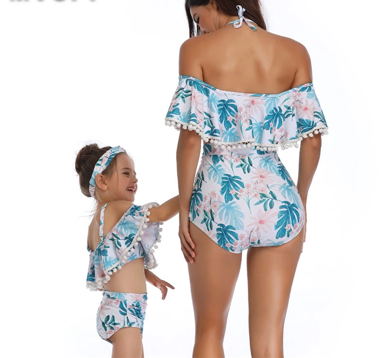 Floral Printed Clothes For Mother Daughter And Swimwear Bikini