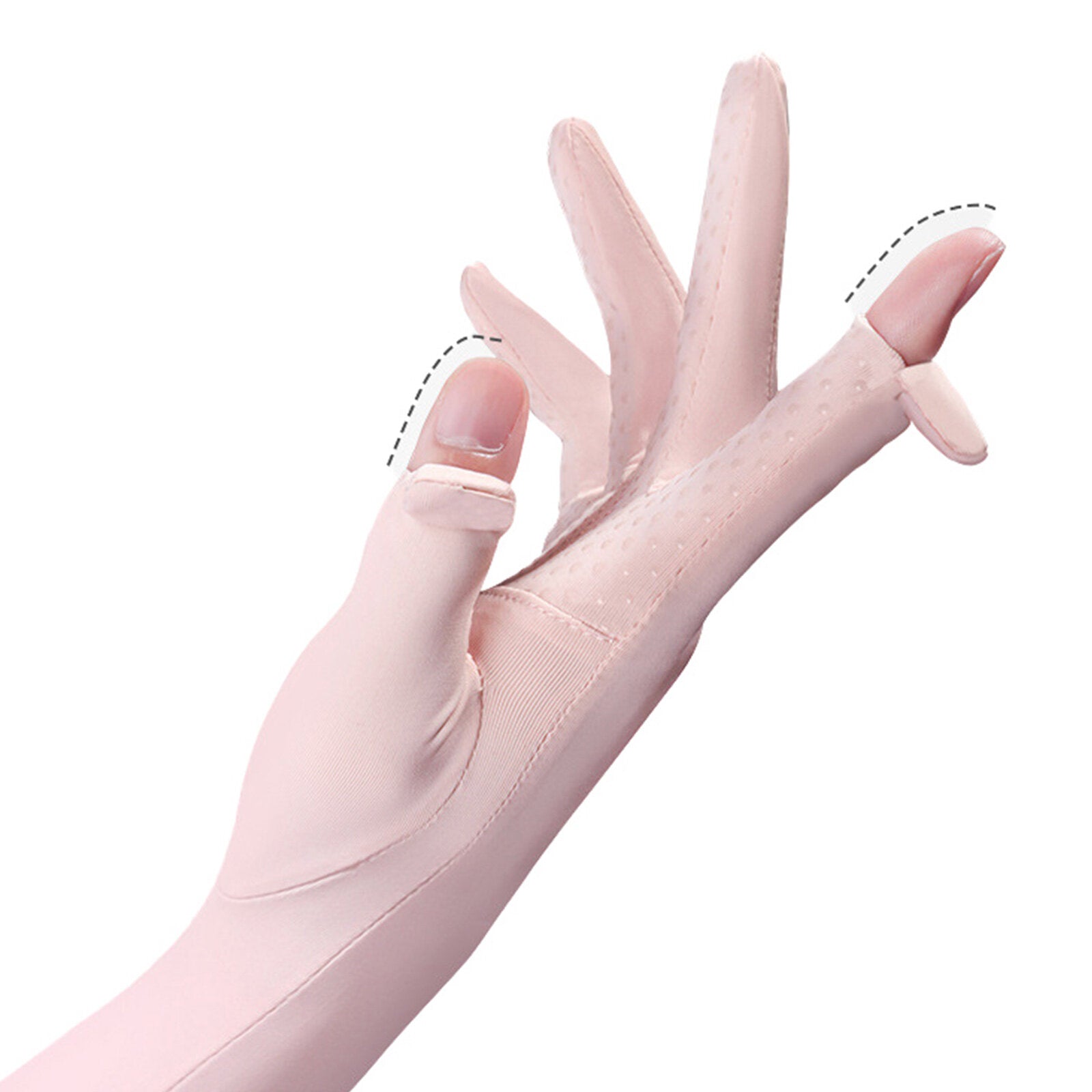 Jassy Women's Ice Silk Road Finger Outdoor Riding Driving Non-slip Breathable Long Sunshade Sunscreen Gloves