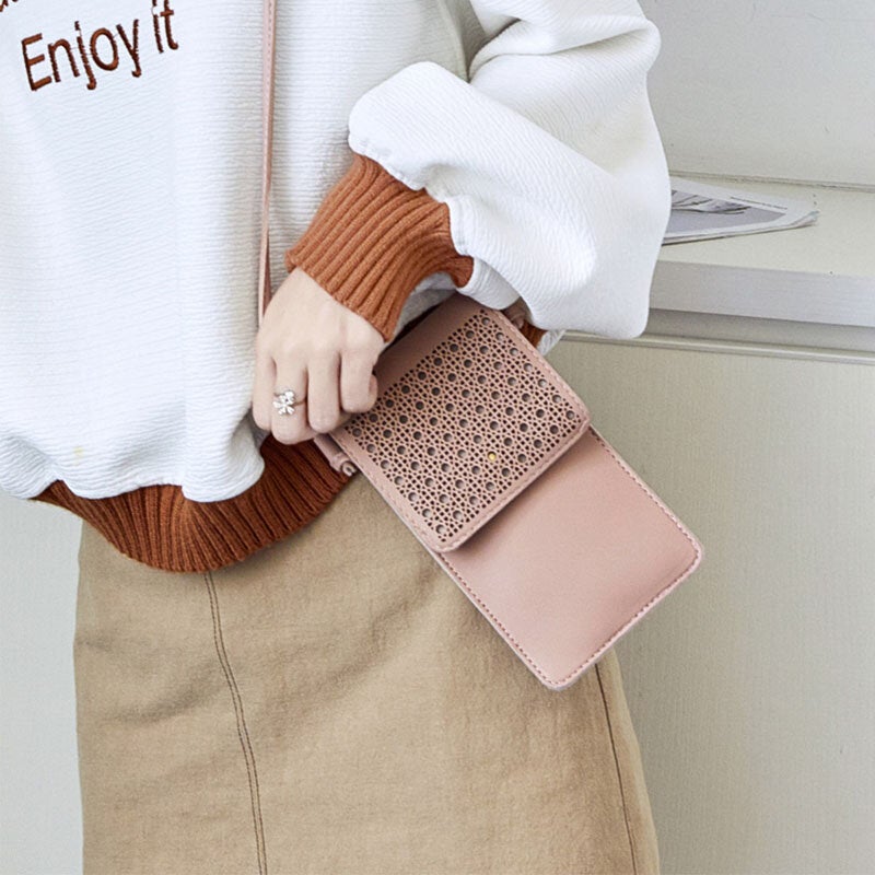 Women Hollow Out Touch Screen 6.3 inch Phone Shoulder Crossbody Bag