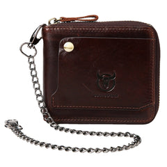 Men Genuine Leather Multifunction  Bifold Zipper Wallets RFID Anti-magnetic Multi-card Slot Card Holder Coin Purse