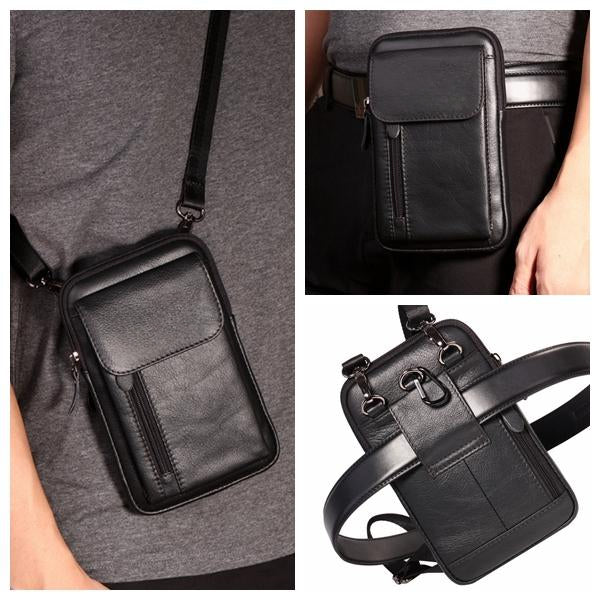 Men's Genuine Leather Crossbody Waist Phone Bag
