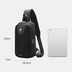 Men USB Charging Anti-theft Code Lock Chest Bag Multi-function Large Capacity Outdoor Travel Crossbody Bag