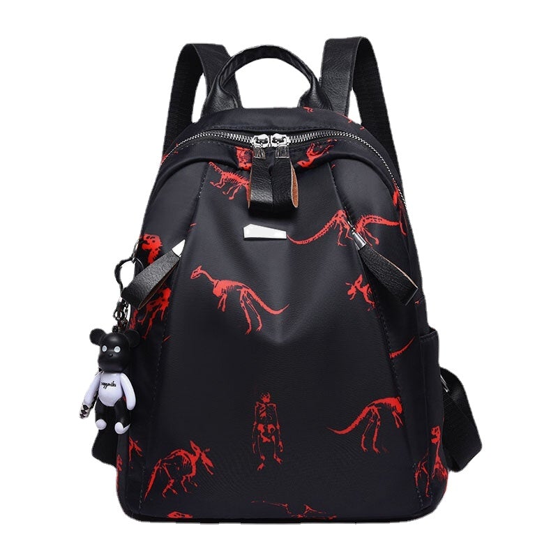 women oxford butterfly feather pattern large capacity headset hole waterproof anti theft backpack