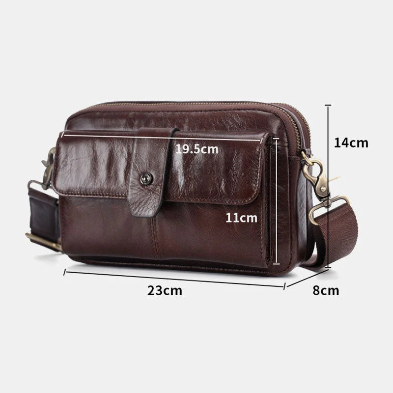 Men's Genuine Leather Retro Multi-Function Shoulder & Waist Bag