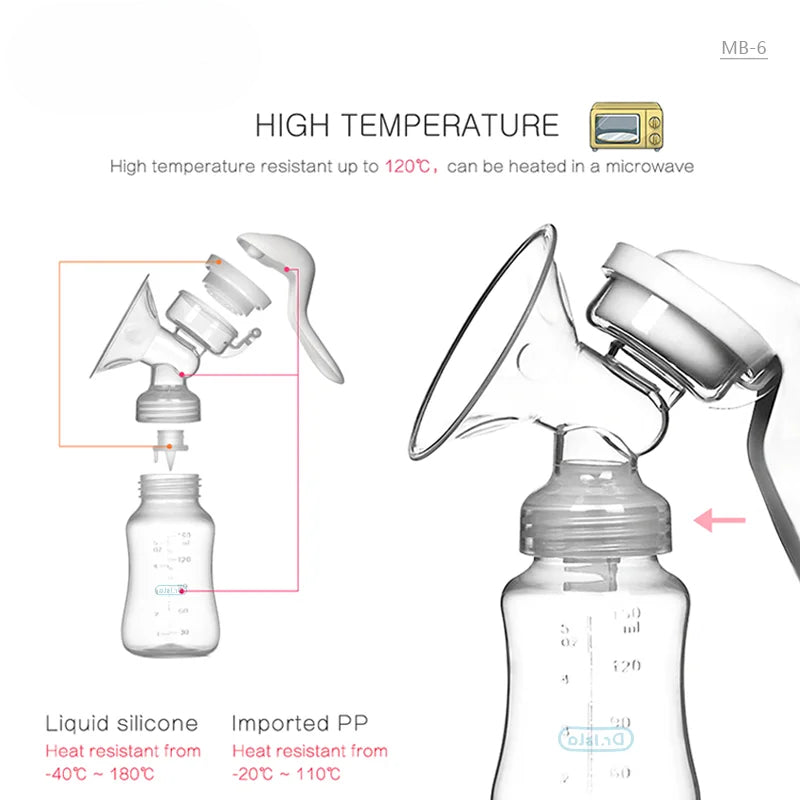 Breast Pump Manual Suction Milk Pump Feeding Breasts Pumps Milk Bottle Sucking Postpartum Supplies BPA Free