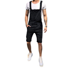 Men Slim Fit Denim Short Casual Jumpsuit