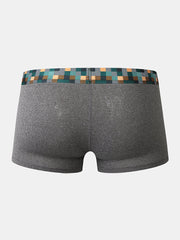 Mens Solid Thin Breathable Modal Crotch Patchwork Elastic Waist Home Comfy Boxers