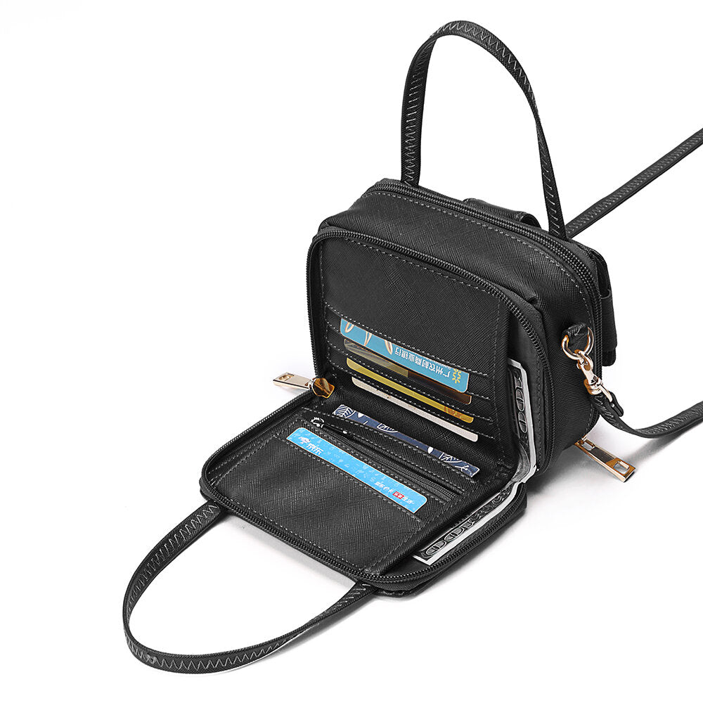 Women Square 6 Card Holders Phone Bag Lightweight Multi-Pocket Crossbody