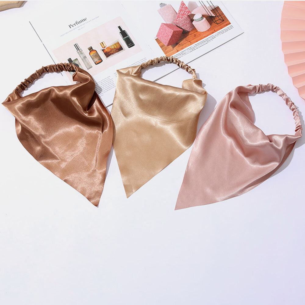 Women Chiffon Solid Color Elastic Wild Triangle Scarf Headband Headscarf Headwear