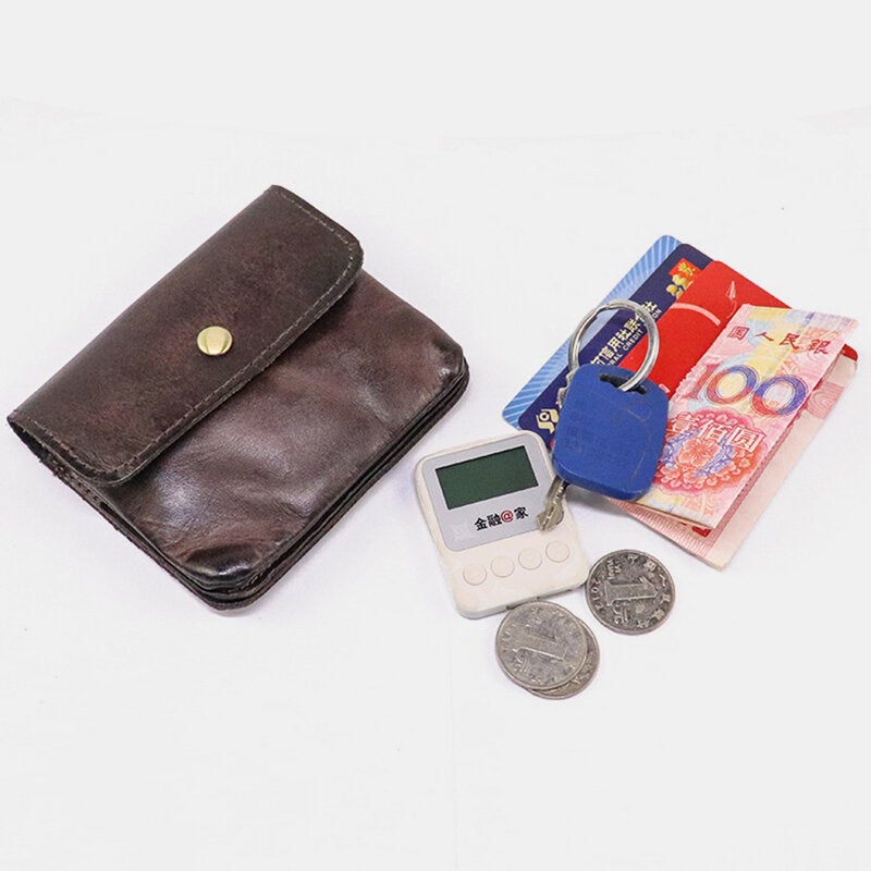 Unisex Genuine Leather Multi-card Slot Card Holder Multifunction Coin Purse Cowhide Small Wallet