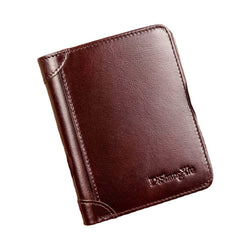 Men RFID Blocking Secure Wallet Fashion Vintage Purses Genuine Leather Tri-fold Short