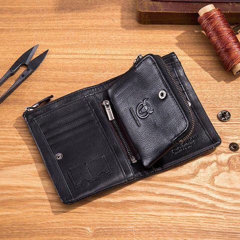 Genuine Leather Multi-card Wallet Zipper Coin Bag