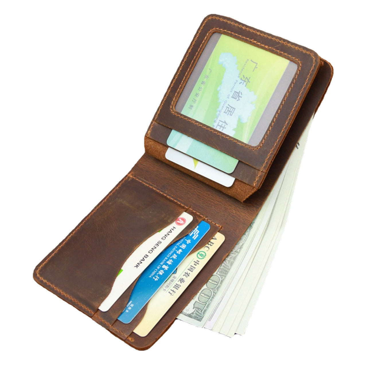 Men Genuine Leather Vintage Durable Light Weight Wallet Retro Business Tri-fold Wallet