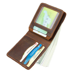 Men Genuine Leather Vintage Durable Light Weight Wallet Retro Business Tri-fold Wallet