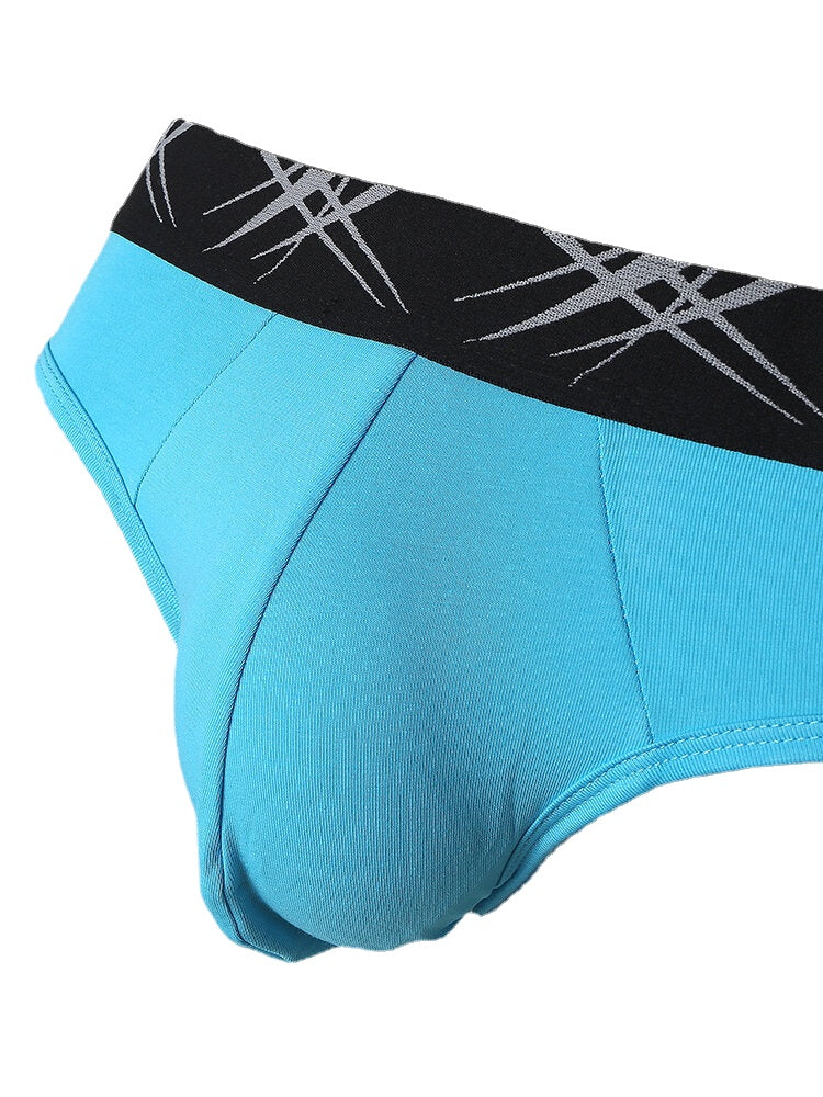 Mens Cotton Solid Color Elastic Mid Waist Breathable Thin Briefs