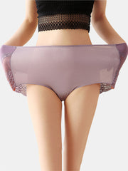 Plus Size Cotton Lace Patchwork High Waisted Smooth Comfy Breathable Panty