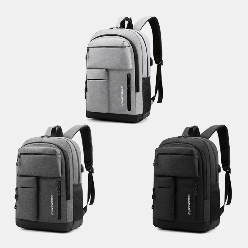 Men Oxford Multi-pocket Large Capacity USB Charging Backpack Casual Wild Waterproof School Bag