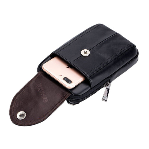 Genuine Leather Phone Bag Waist Business For Men
