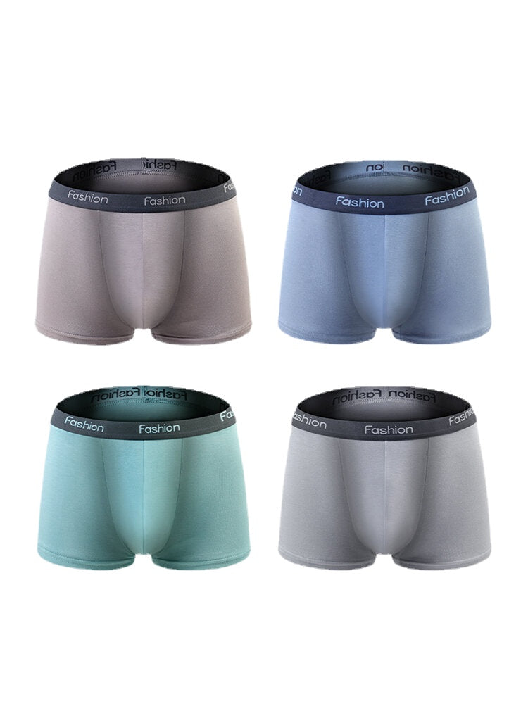 Mens Modal Solid Breathable Thin Slim Wide Elastic Waist U Convex Pouch Boxers