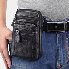 Genuine Leather Waist Bag Multi-pocket Belt Phone Shoulder For Men