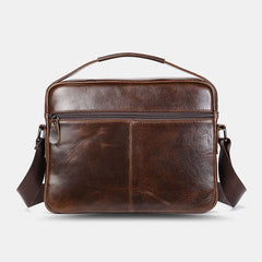 Men Oil Wax Leather Large Capacity Waterproof Messenger Bag Briefcase Multi-pocket Cowhide Crossbody Bags Shoulder