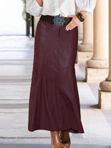 Women Leather Style Back Zipper Stylish Casual Mermaid Skirt