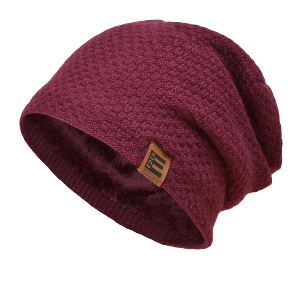 Unisex Wool Plus Velvet Thick Winter Keep Warm Outdoor Casual Brief Woolen Hat Beanie