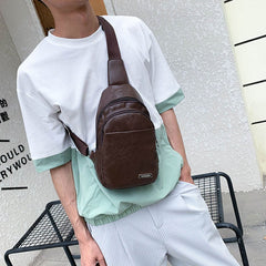 Men Multi-pocket PU Leather Crossbody Bag Chest Bag Sling