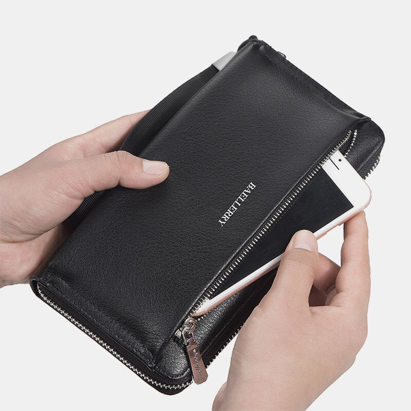 Men Faux Leather Long Wallet Clutches Bag Phone Bag