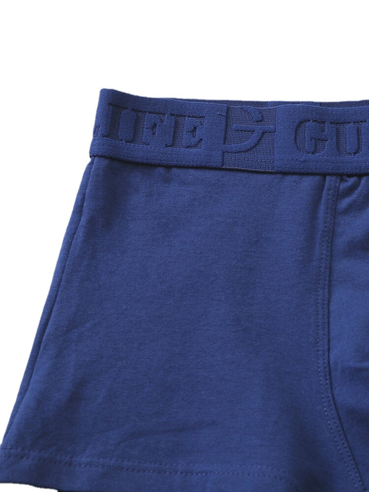 Mens Cotton Solid Color 4Pcs Breathable Elastic Mid Waist Thin Boxers