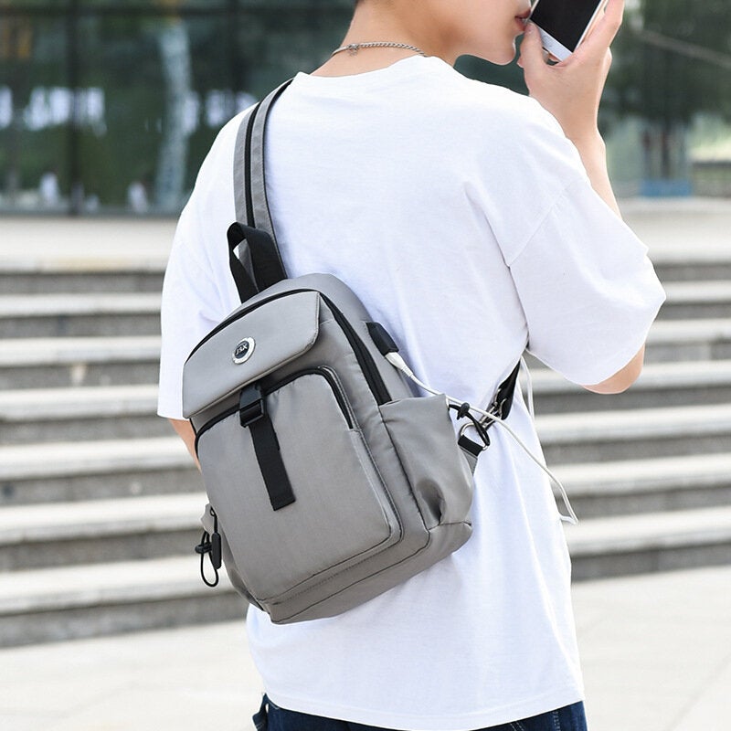 Men USB Charging Multi-carry Multi-Layers Waterproof Crossbody Bag Chest Sling Backpack