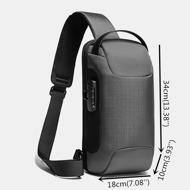 Men Oxford USB Charging Multi-Layers Waterproof Outdoor Crossbody Bag Chest Sling