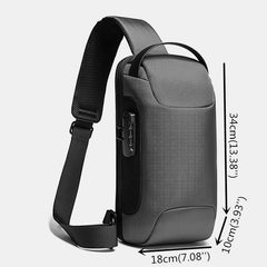 Men Oxford USB Charging Multi-Layers Waterproof Outdoor Crossbody Bag Chest Sling