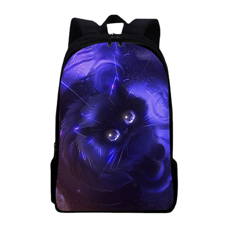 Unisex Oxford Fluorescence Luminous Cat Pattern Large Capacity School Bag Backpack