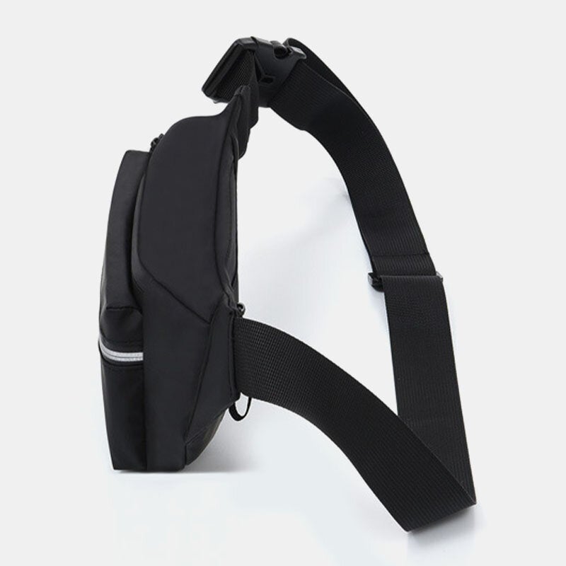 Men Polyester Earphone Hole Multi-carry Waterproof Casual Crossbody Bag Chest Sling