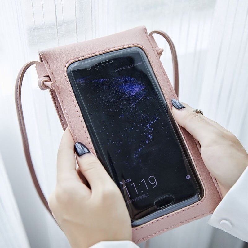 Women Hollow Out Touch Screen 6.3 inch Phone Shoulder Crossbody Bag