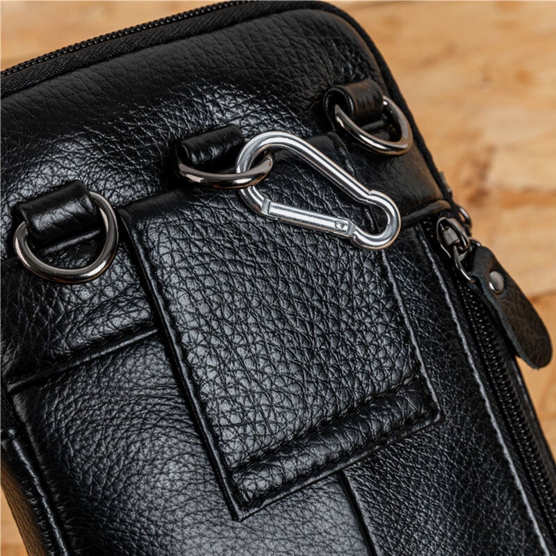 Genuine Leather Waist Bag Multi-pocket Belt Phone Shoulder For Men