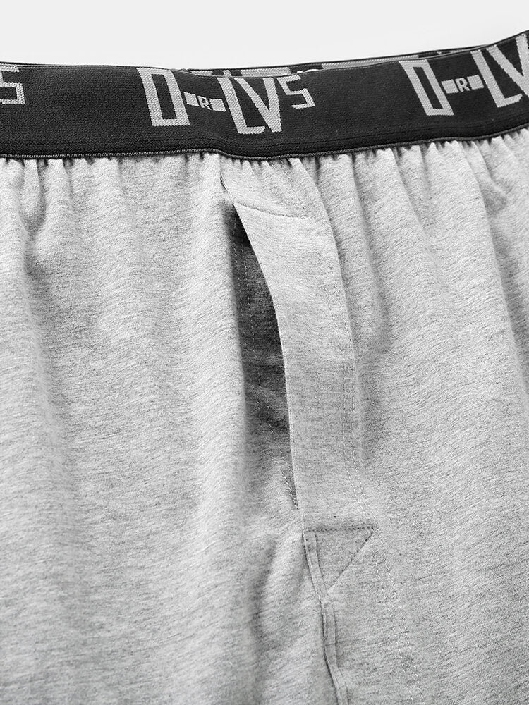 Mens Cotton Plain Loose Breathable Thin Home Elastic Mid Waist Shorts Boxers