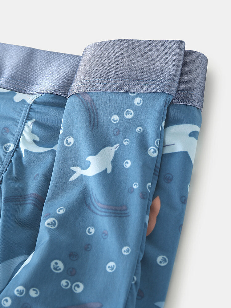 Mens Funny Cartoon Print Breathable Skinny Fit Thin U Convex Pouch Boxers