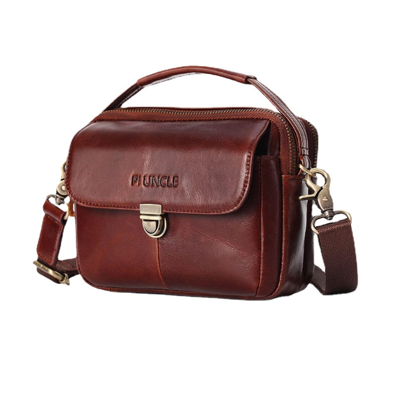 Men Genuine Leather Small Crossbody Bag Handbag Phone Bag