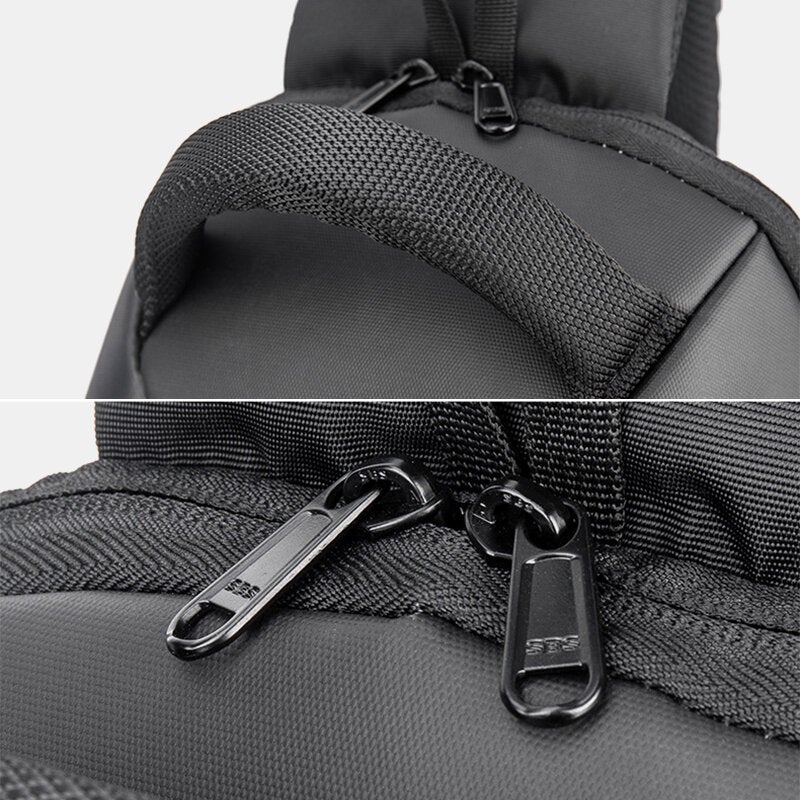 Men Large Capacity Waterproof Chest Bag Headphones Jack USB Charging Shoulder Crossbody Bags