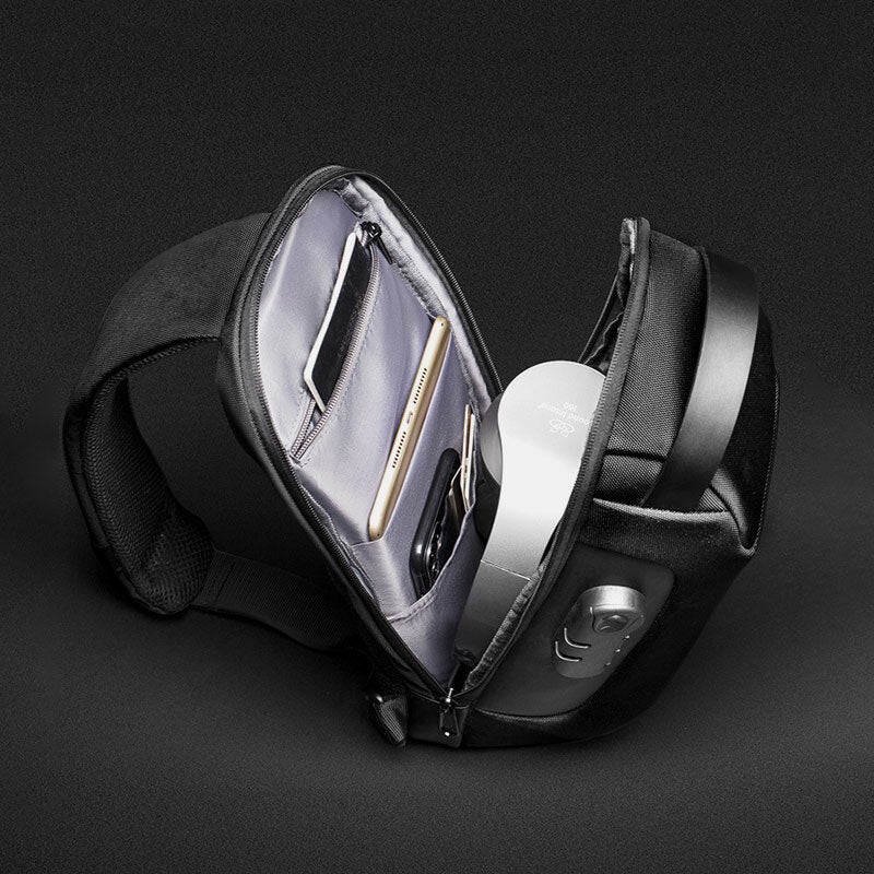 Men Oxford Password USB Charging Anti-theft Multi-Layers Waterproof Crossbody Bag Chest Bag Sling