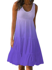 Women's Gradient Color Sleeveless Crew Neck Casual Loose Dress
